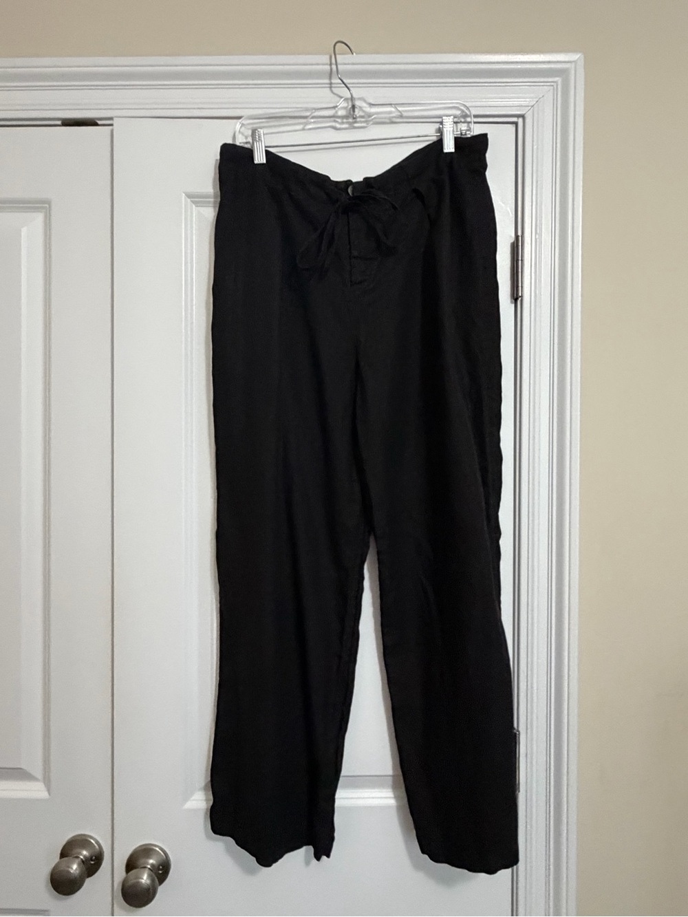 Wilt Black Tie-Waist Straight Leg Pants